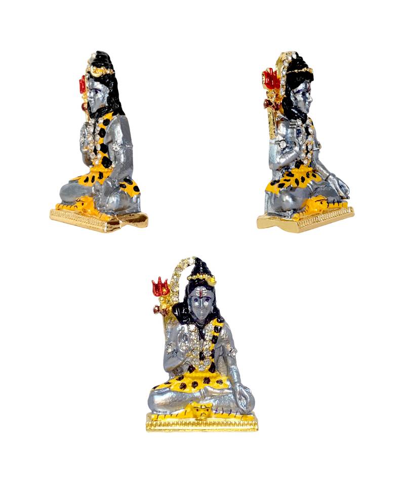 Lord Venkateswara God Tirupati Balaji Shiva doing meditation (multicolour-Small) Set of 2 Idols