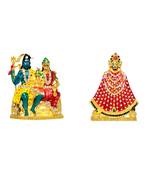 Shiva Family Lord Shiv Parivar Multicolour Khatu Shyam Ji Set of 2 Idol Statue for Home Office Car Dashboard & Gift