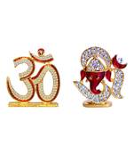 Holy Om Lord Ganesha and God Siddhi Vinayak Murti Combo Set of 2 Idol Statue for Home Office Shop Car Dashboard & Gift