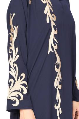 ENTIRE Creep Fabric Embroidered Abaya with Hijab Blue Color for Girls, Ladies, Women, Burkha 4