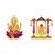 Lord Ganesha on Lotus Flower Murti Swing Combo Set of 2 Idol Statue for Home Office Shop Car Dashboard & Gift