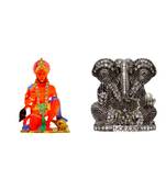 Lord Hanuman Bajrang bali Blessing Murti Antique Style God Ganesh or Ganesha (antique style) Set of 2 Idols
