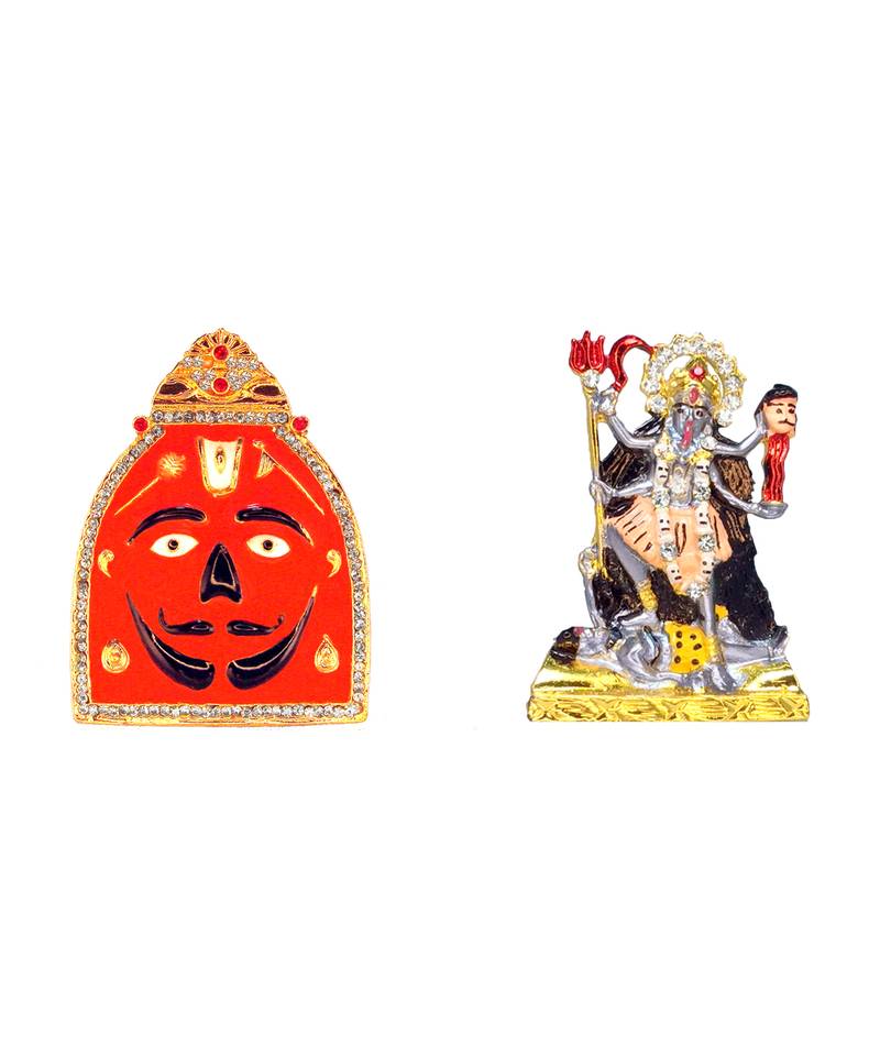 Salasar Dham Balaji Mata Kali (Small Size) Combo Set of 2 Idol Statue for Home Office Shop Car Dashboard & Gift