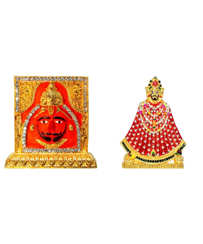 Salasar Dham Balaji Khatu Shyam Ji Combo Set of 2 Idol Statue for Home Office Shop Car Dashboard & Gift