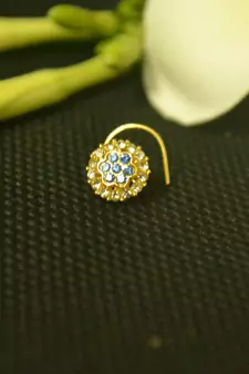 Blue diamond nose-ring