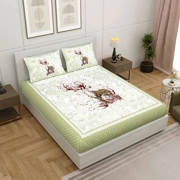 Vastravilla Rajasthani Jaipuri Prints King Size Cotton Bed Sheet For Double Bed With Two Pillow Cover Size 100 x 108 1