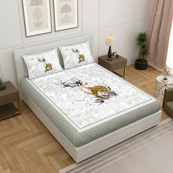 Vastravilla Rajasthani Jaipuri Prints King Size Cotton Bed Sheet For Double Bed With Two Pillow Cover Size 100 x 108 1