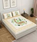 Vastravilla Rajasthani Jaipuri Prints King Size Cotton Bed Sheet For Double Bed With Two Pillow Cover Size 100 x 108