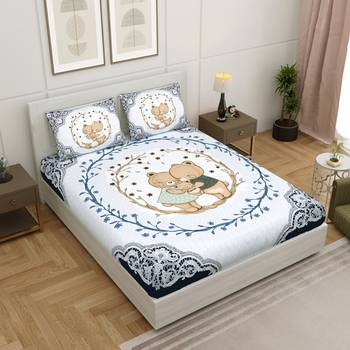 Vastravilla Rajasthani Jaipuri Prints King Size Cotton Bed Sheet For Double Bed With Two Pillow Cover Size 100 x 108 1