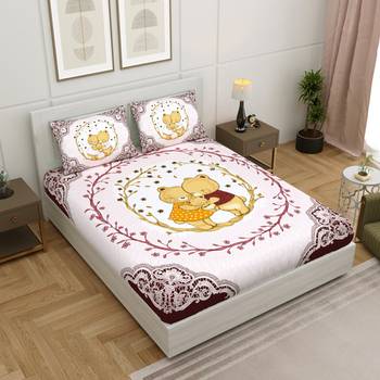 Vastravilla Rajasthani Jaipuri Prints King Size Cotton Bed Sheet For Double Bed With Two Pillow Cover Size 100 x 108 1