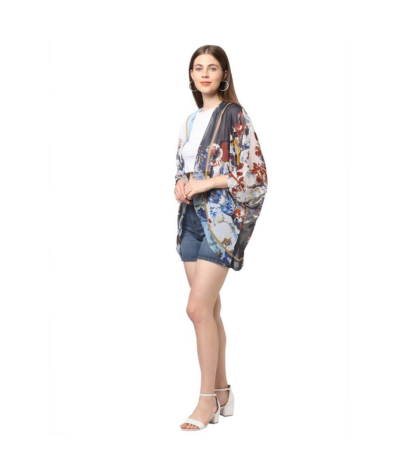 BLUE poly georgette Cover up