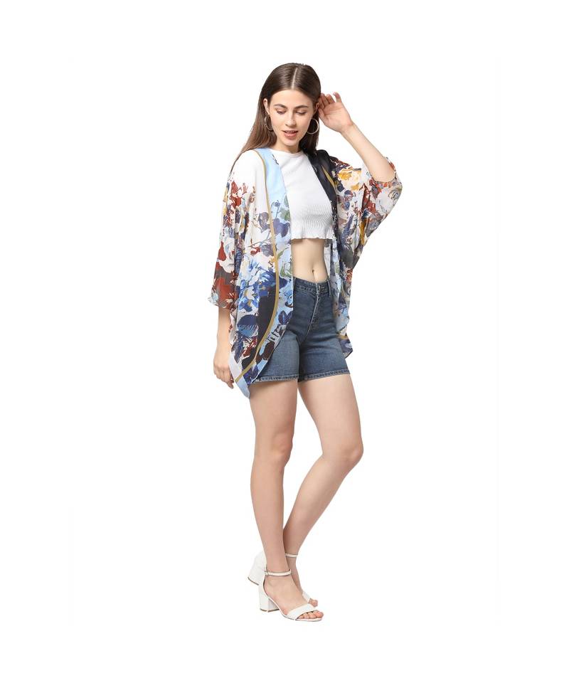 BLUE poly georgette Cover up