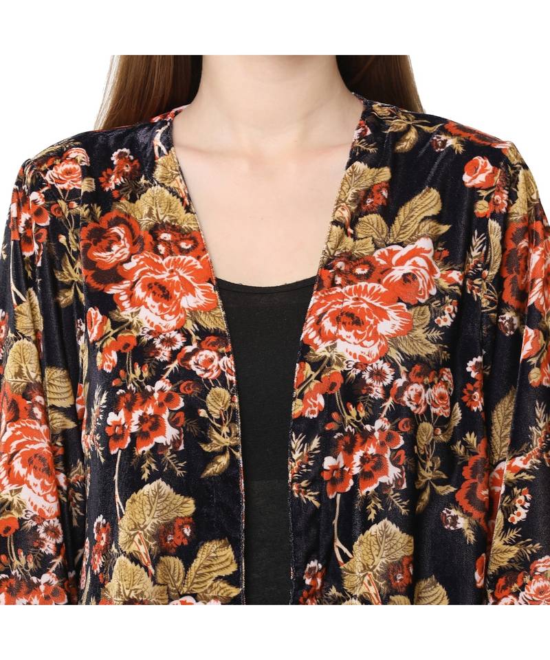 BLACK poly velvet Kimono