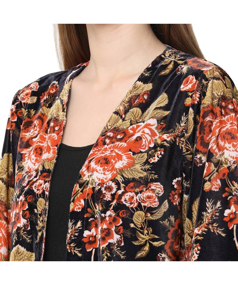 BLACK poly velvet Kimono