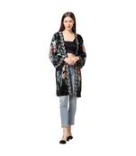 Multicolor poly velvet Kimono Jacket
