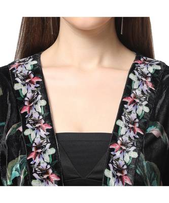 Multicolor poly velvet Kimono Jacket 6