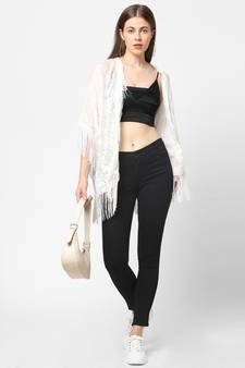 WHITE Burnout velvet Kimono