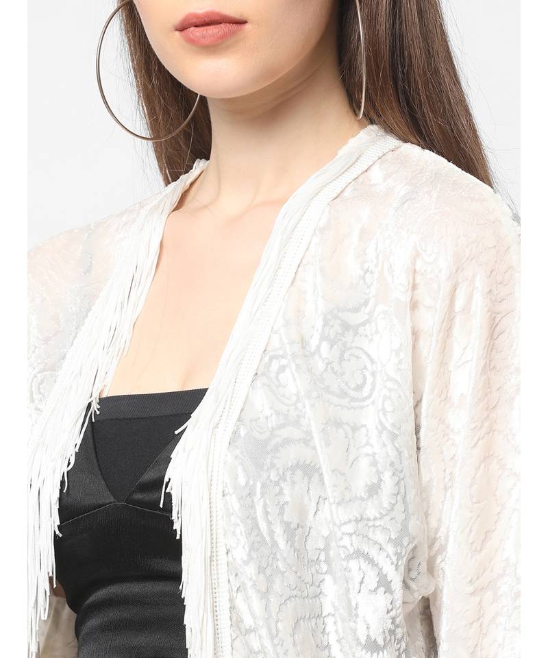 WHITE Burnout velvet Kimono