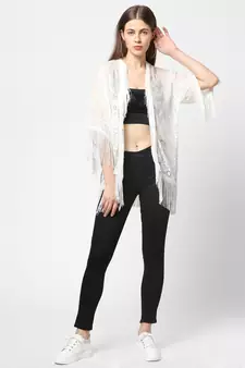WHITE Burnout velvet Kimono