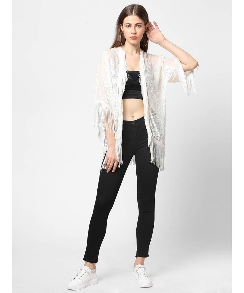 WHITE Burnout velvet Kimono