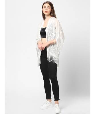 WHITE Burnout velvet Kimono 5