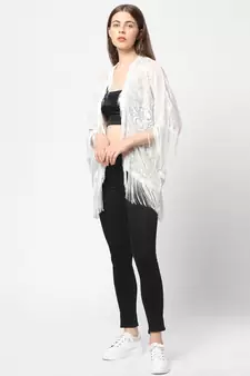 WHITE Burnout velvet Kimono