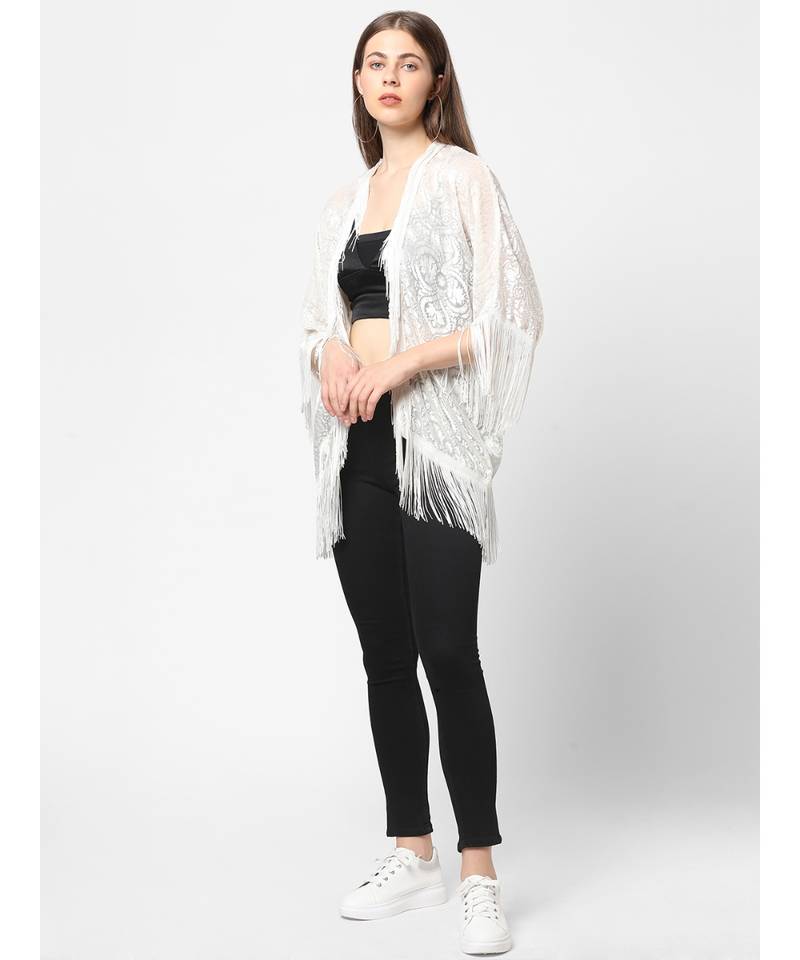 WHITE Burnout velvet Kimono