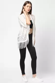 WHITE Burnout velvet Kimono