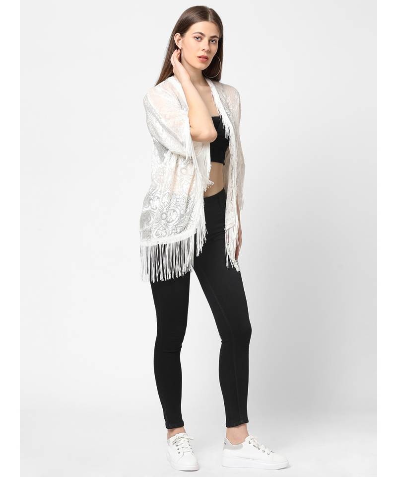 WHITE Burnout velvet Kimono