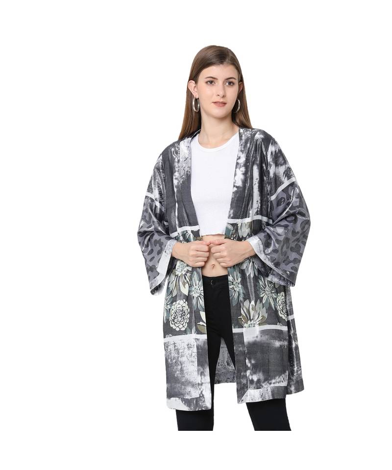 Silver Viscosce metallic kimono