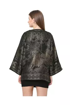 Black Cotton x viscoscex metallic Kimono