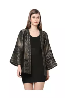 Black Cotton x viscoscex metallic Kimono
