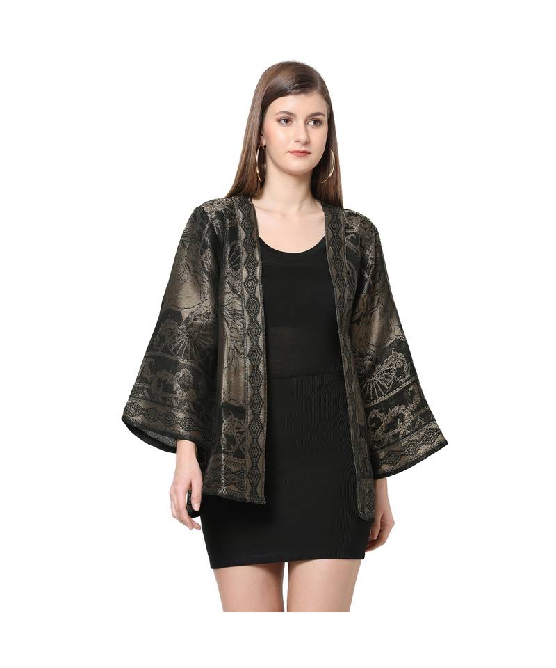 Black Cotton x viscoscex metallic Kimono