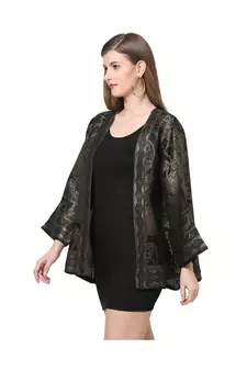 Black Cotton x viscoscex metallic Kimono