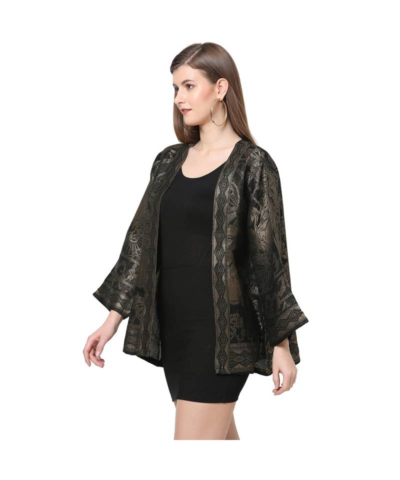 Black Cotton x viscoscex metallic Kimono