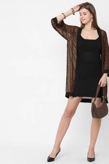 Brown Polyester Kimono