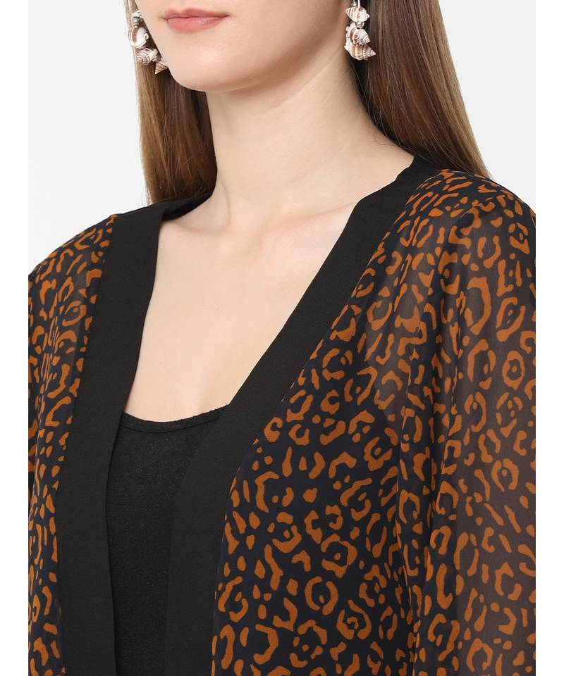 Brown Polyester Kimono