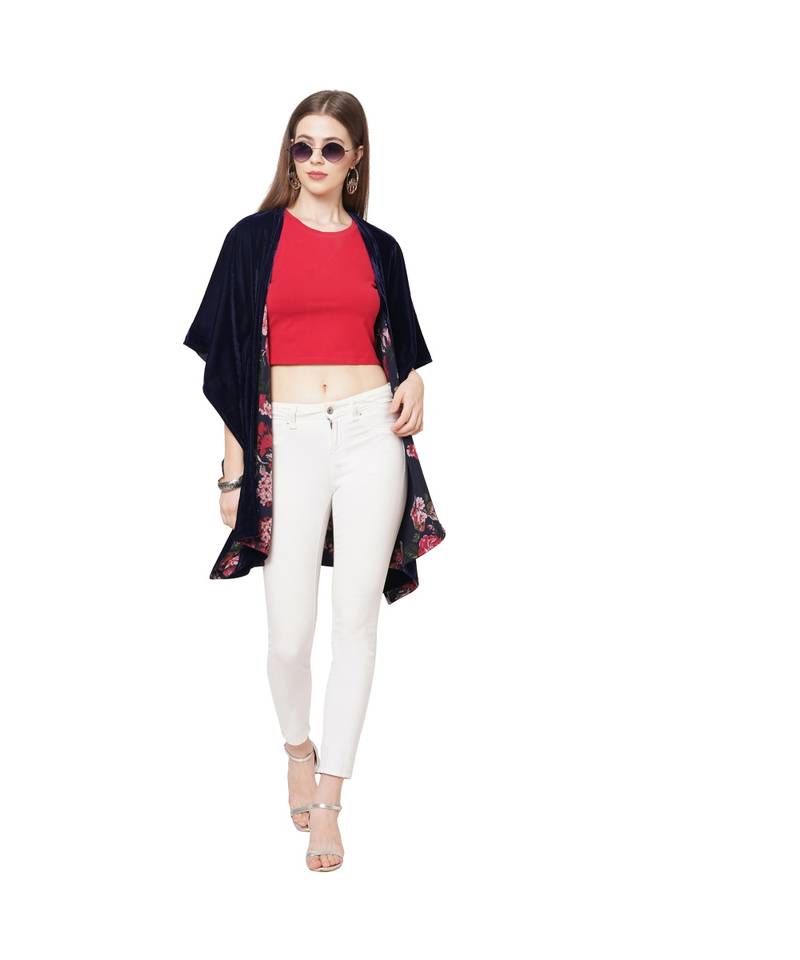 BLUE poly georgette Kimono Tunic