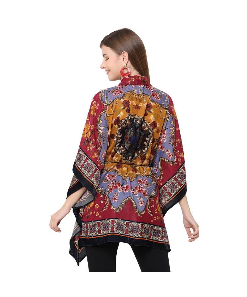 PINK poly velvet shirt poncho