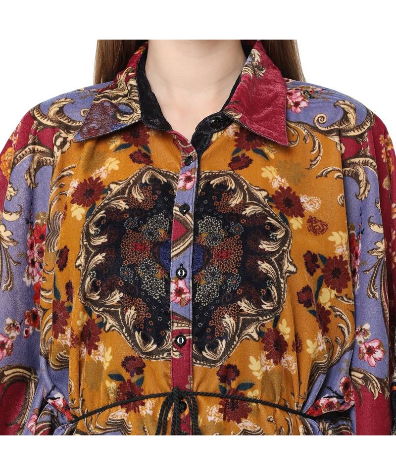 PINK poly velvet shirt poncho