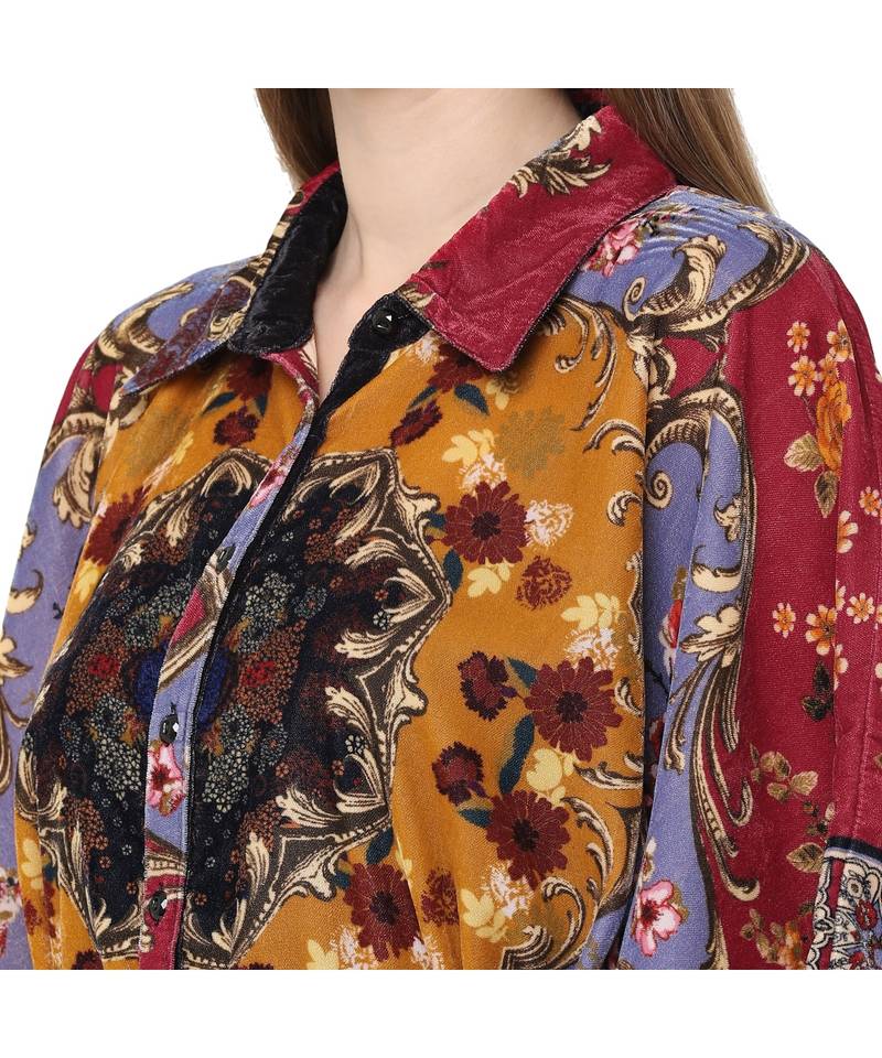 PINK poly velvet shirt poncho