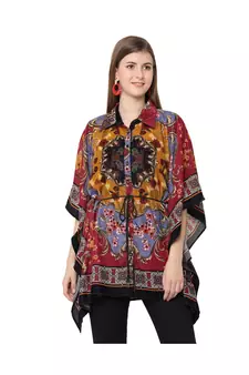 PINK poly velvet shirt poncho