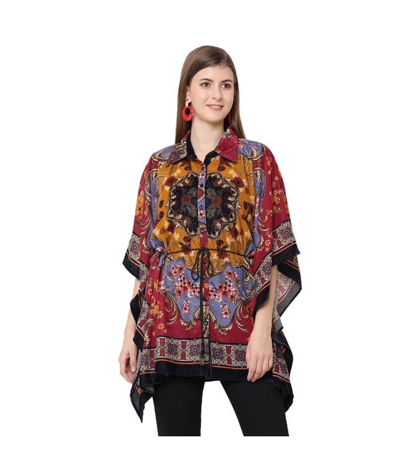 PINK poly velvet shirt poncho