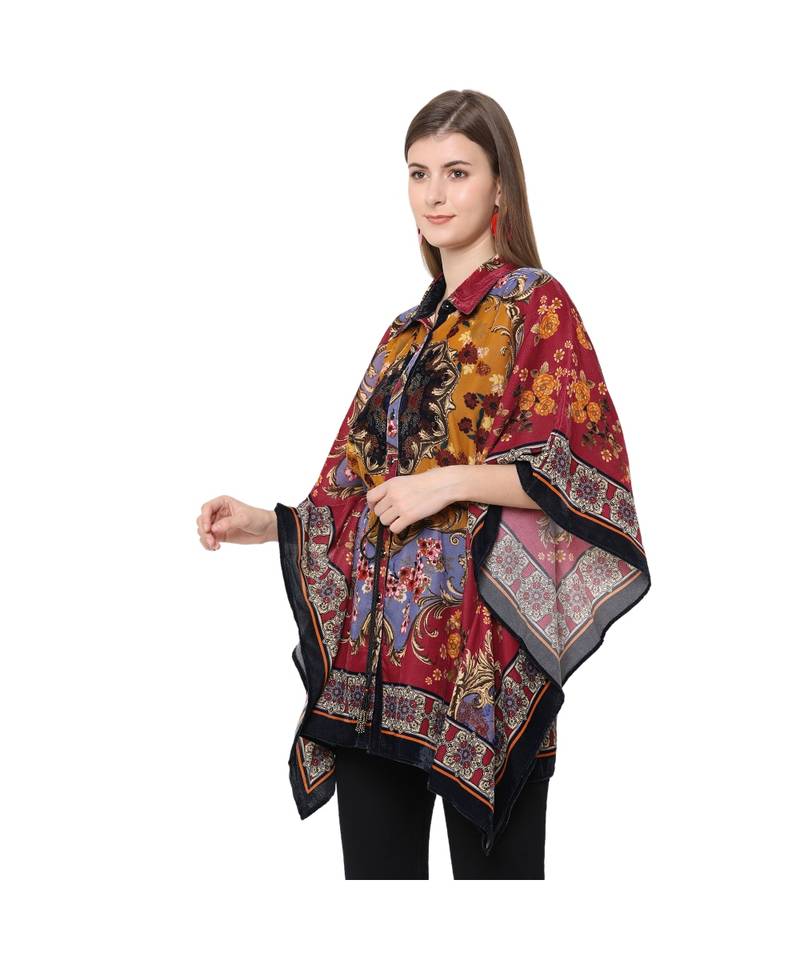 PINK poly velvet shirt poncho