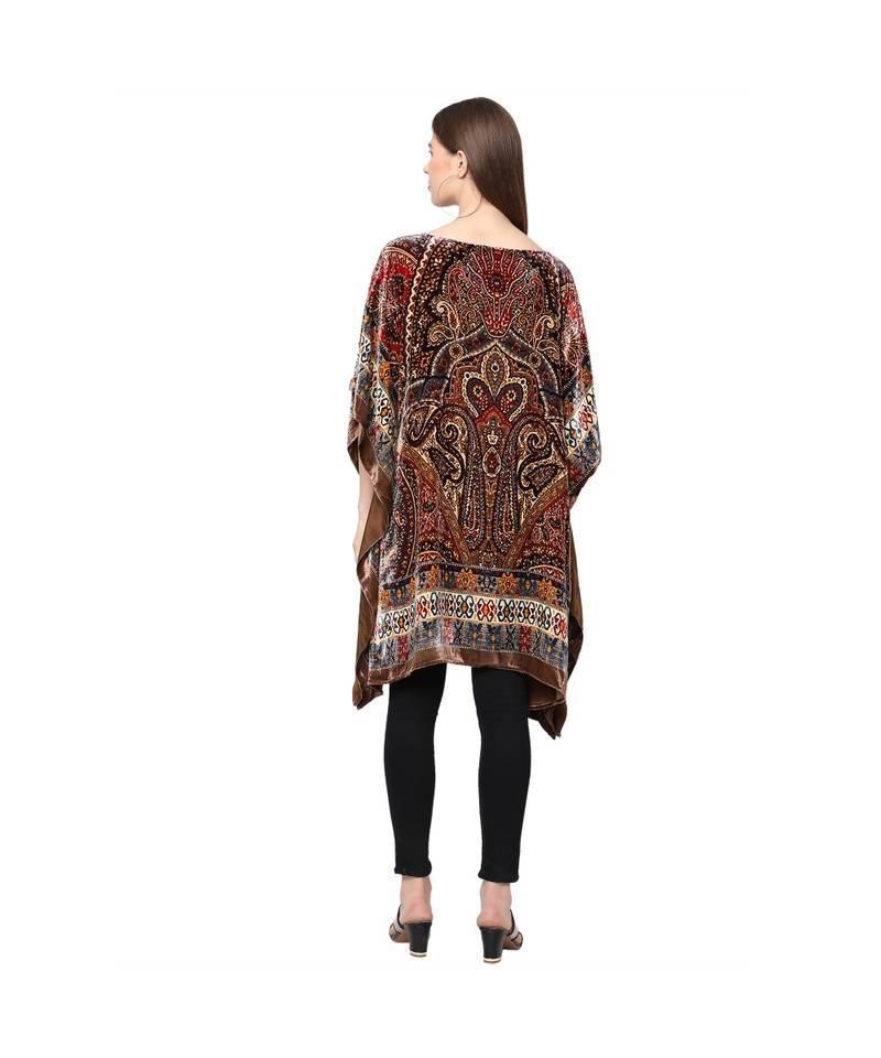 Multicolor silk viscose velvet Kaftan