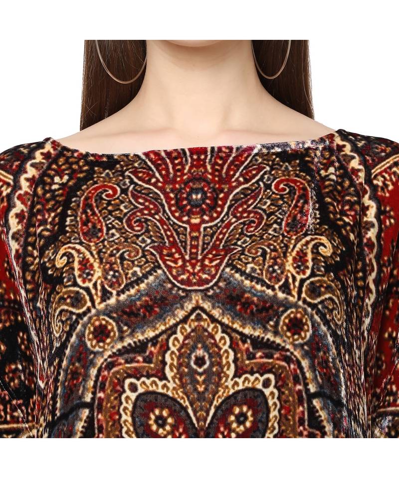 Multicolor silk viscose velvet Kaftan