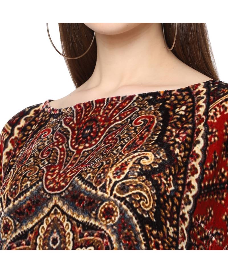 Multicolor silk viscose velvet Kaftan