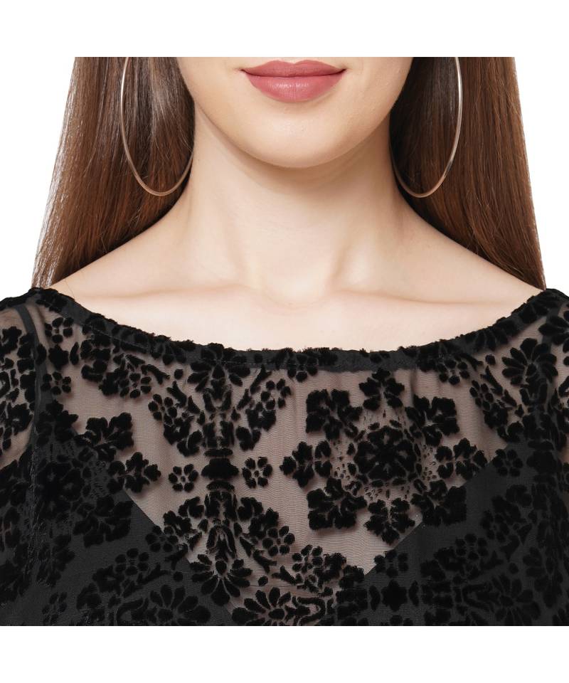 BLACK Burnout velvet Katan top