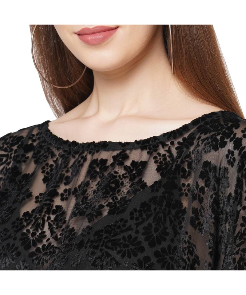 BLACK Burnout velvet Katan top