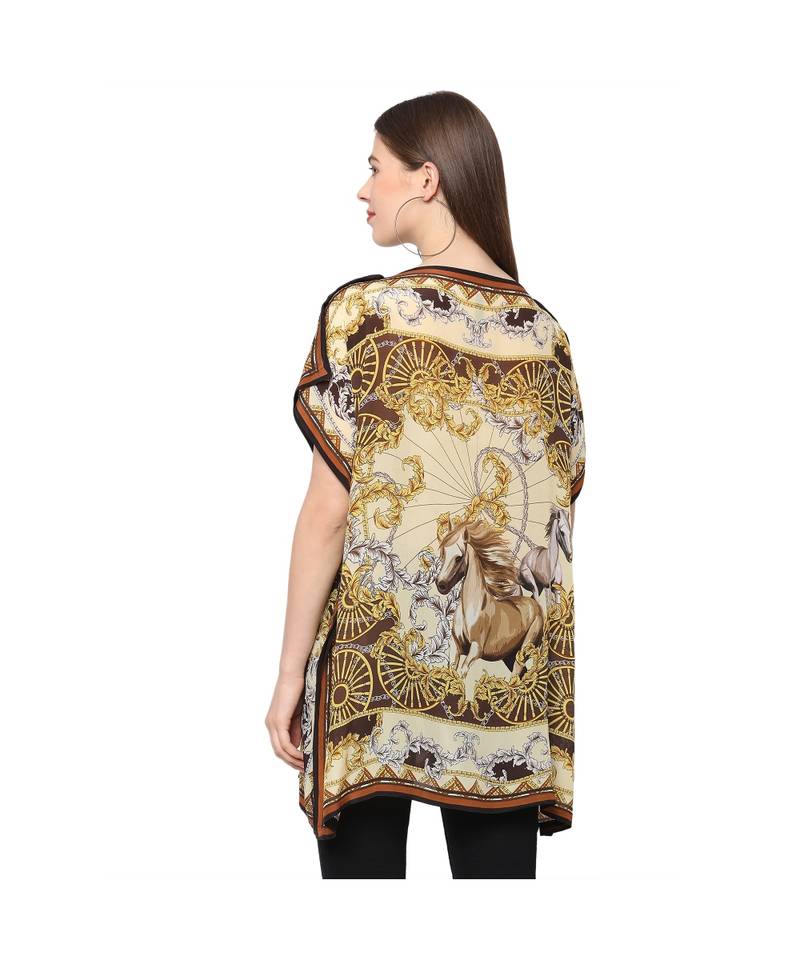 Beige cupro viscose Kaftan top